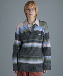 PRANK PROJECT | 【24AUTUMN PRE ORDER】カスリボーダーラガーニット / Blur Border Rugger Knit(ポロシャツ)