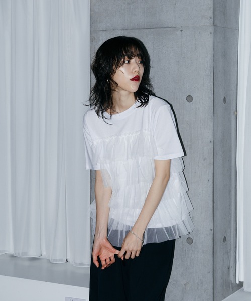 LIENCOEUR(リアンクール)の「チュールドッキングT(Tシャツ/カットソー・レディース・ホワイト/ブラック・FREE)」の19枚目の写真