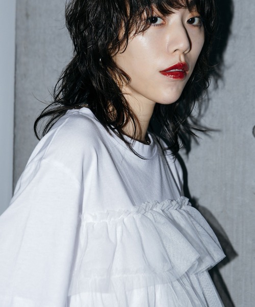 LIENCOEUR(リアンクール)の「チュールドッキングT(Tシャツ/カットソー・レディース・ホワイト/ブラック・FREE)」の17枚目の写真