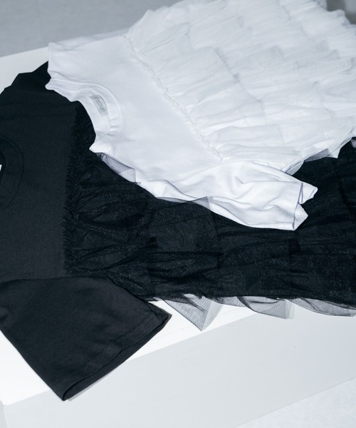 LIENCOEUR(リアンクール)の「チュールドッキングT(Tシャツ/カットソー・レディース・ホワイト/ブラック・FREE)」の14枚目の写真