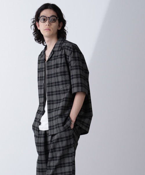NANO universe(ナノユニバース)の「ブークレチェックオープンカラーシャツ(シャツ/ブラウス・メンズ・ブラック/モカ・M/L)」の2枚目の写真