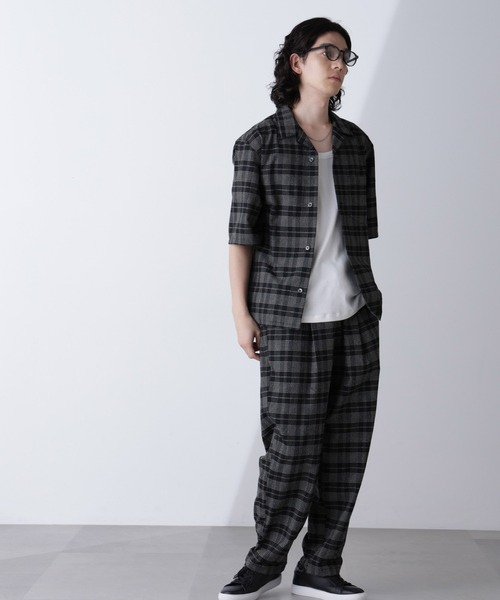 NANO universe(ナノユニバース)の「ブークレチェックオープンカラーシャツ(シャツ/ブラウス・メンズ・ブラック/モカ・M/L)」の6枚目の写真