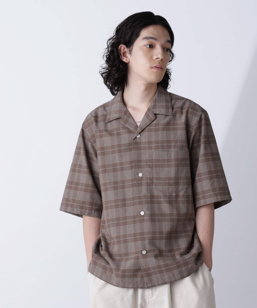 NANO universe(ナノユニバース)の「ブークレチェックオープンカラーシャツ(シャツ/ブラウス・メンズ・ブラック/モカ・M/L)」の3枚目の写真