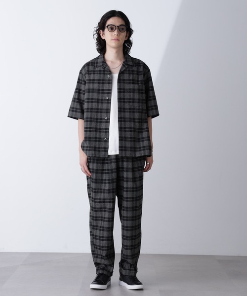 NANO universe(ナノユニバース)の「ブークレチェックオープンカラーシャツ(シャツ/ブラウス・メンズ・ブラック/モカ・M/L)」の9枚目の写真