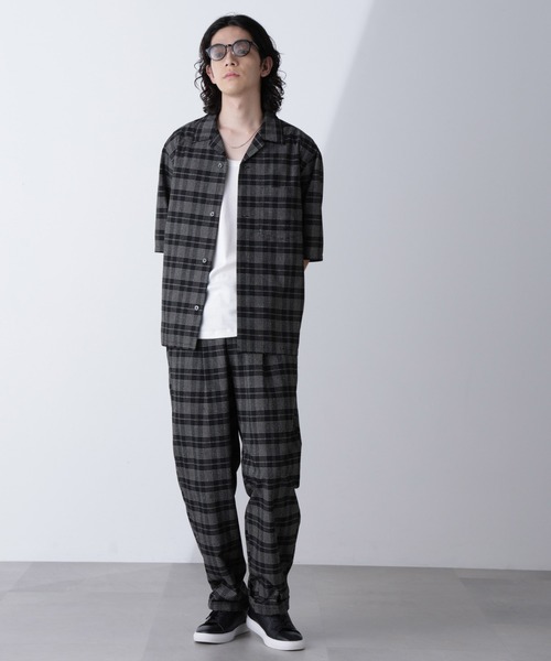 NANO universe(ナノユニバース)の「ブークレチェックオープンカラーシャツ(シャツ/ブラウス・メンズ・ブラック/モカ・M/L)」の8枚目の写真