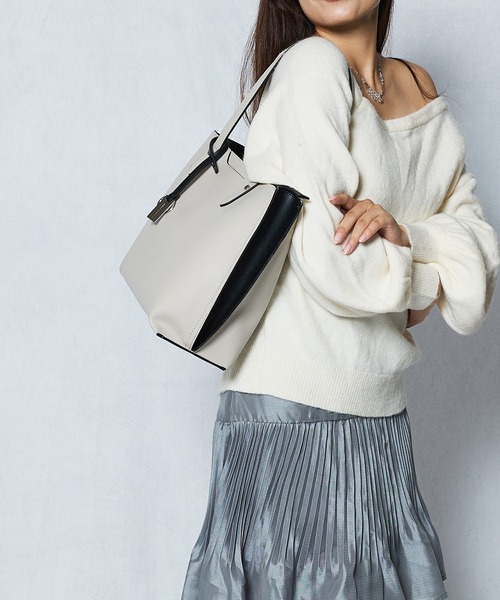 MERCURYDUO/マーキュリーデュオ】両アオリポケット サイド配色A4トート