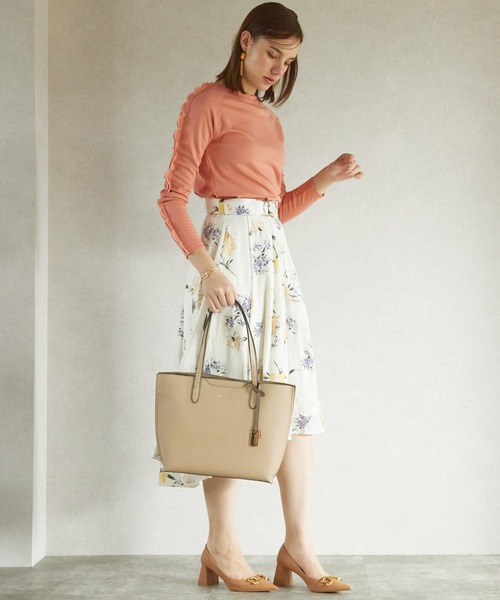 MERCURYDUO（マーキュリーデュオ）の「【MERCURYDUO/マーキュリーデュオ】両アオリポケット サイド配色A4トートバッグ　  キーチャーム付（トートバッグ・レディース・ブラック/アイボリー/ダークブラウン/ベージュ/グレイッシュベージュ/ライトグレー・FREE）」の18枚目の写真