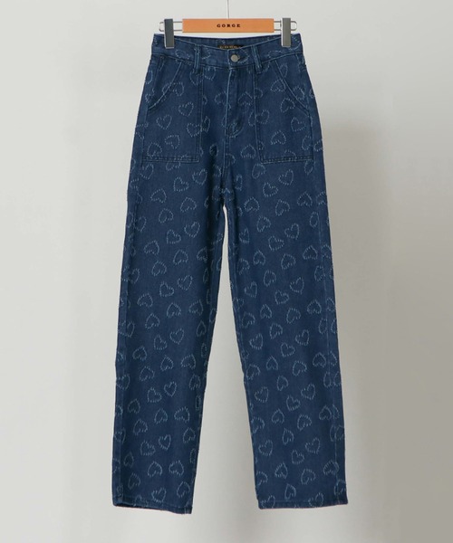 GORGE(ゴージ)の「《総柄ハート×美脚シルエット》レディース デニムパンツ ストレート 体型カバー 春夏秋(デニムパンツ・レディース・ブルー/ライトブルーグレー・S/M)」の6枚目の写真