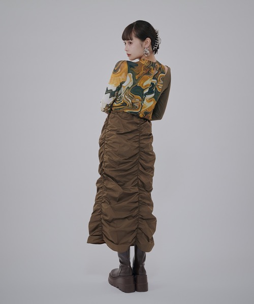 favclo.（ファブクロ）の「Docking Sheer Tops / ドッキングシアートップス（Tシャツ/カットソー・レディース・カーキ・FREE）」の9枚目の写真