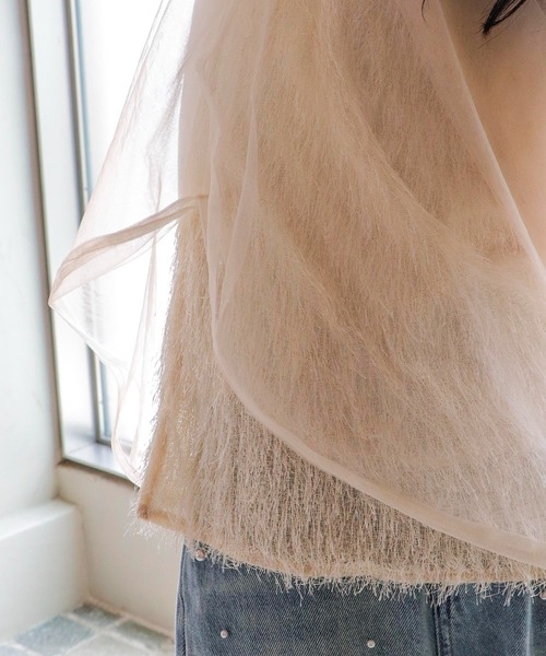 Three Four Time(スリーフォータイム)の「スリーブフリルチュールブラウス(シャツ/ブラウス・レディース・アイボリー/ブラック・FREE)」の12枚目の写真