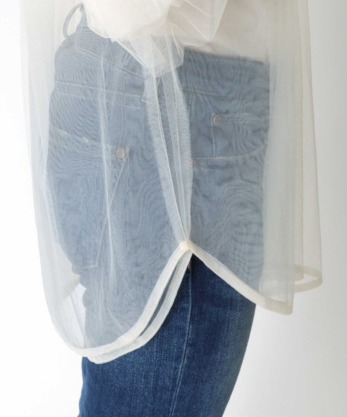 Three Four Time(スリーフォータイム)の「スリーブフリルチュールブラウス(シャツ/ブラウス・レディース・アイボリー/ブラック・FREE)」の3枚目の写真