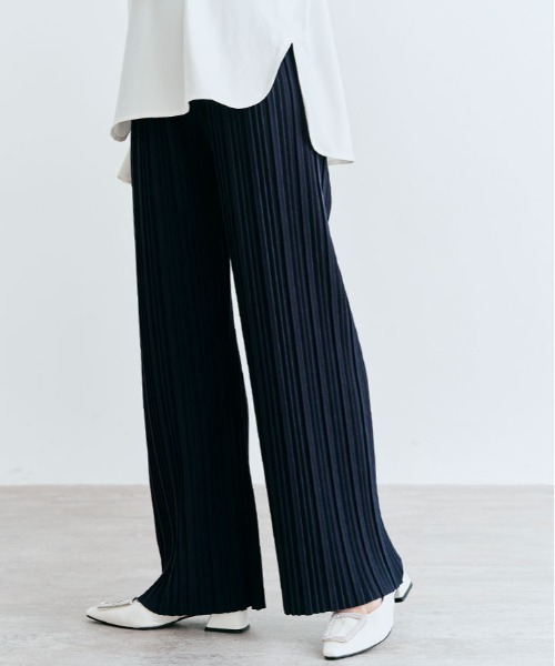 kirakiraShop（キラキラショップ）の「セルフカット アコーディオン プリーツ ワイドパンツ（その他パンツ・レディース・モカ/ネイビー/グレー/ブラック/チャコール/ブラック系/ブラック系1/バーガンディー・L/M）」の7枚目の写真