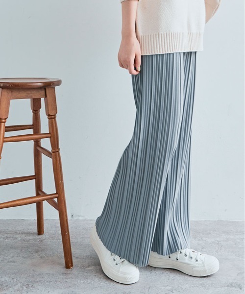 kirakiraShop（キラキラショップ）の「セルフカット アコーディオン プリーツ ワイドパンツ（その他パンツ・レディース・モカ/ネイビー/グレー/ブラック/チャコール/ブラック系/ブラック系1/バーガンディー・L/M）」の5枚目の写真