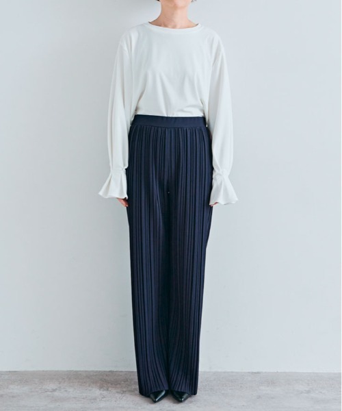 kirakiraShop（キラキラショップ）の「セルフカット アコーディオン プリーツ ワイドパンツ（その他パンツ・レディース・モカ/ネイビー/グレー/ブラック/チャコール/ブラック系/ブラック系1/バーガンディー・L/M）」の15枚目の写真