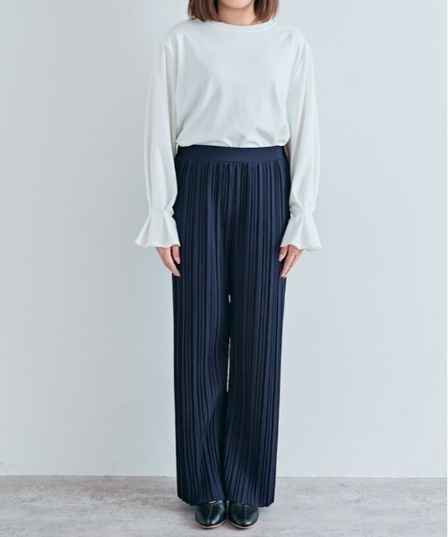 kirakiraShop（キラキラショップ）の「セルフカット アコーディオン プリーツ ワイドパンツ（その他パンツ・レディース・モカ/ネイビー/グレー/ブラック/チャコール/ブラック系/ブラック系1/バーガンディー・L/M）」の16枚目の写真