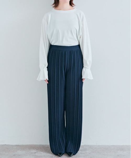 kirakiraShop（キラキラショップ）の「セルフカット アコーディオン プリーツ ワイドパンツ（その他パンツ・レディース・モカ/ネイビー/グレー/ブラック/チャコール/ブラック系/ブラック系1/バーガンディー・L/M）」の14枚目の写真