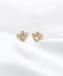 【Peony/ピオニー】/ハート リボン ビジューピアス
