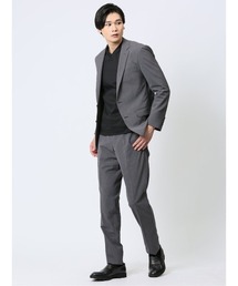 TAKA-Q（タカキュー）の「【4wayストレッチ】タカキュー ウォッシャブル ノータックビジネスパンツ 無地グレー(セットアップ可能)（スーツパンツ）」