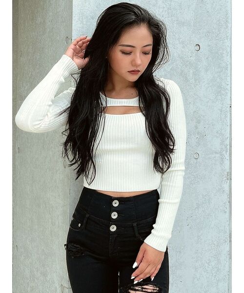 GYDA（ジェイダ）の「GYGYチャームニットトップス（ニット/セーター・レディース・オフホワイト/ブラック・FREE）」の21枚目の写真