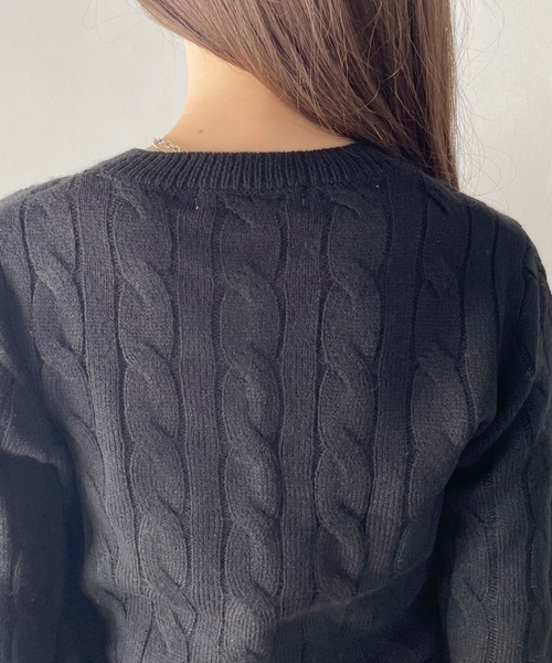 U.S. POLO ASSN.（ユーエスポロアッスン）の「【U.S. POLO ASSN. Ada.別注/ユーエスポロアッスン】ケーブルニットカーディガン（カーディガン/ボレロ・レディース・イエロー/ネイビー/ブラウン/オフホワイト/ブラック/レッド/ネイビー×ホワイト/グレー・S/M/L）」の22枚目の写真