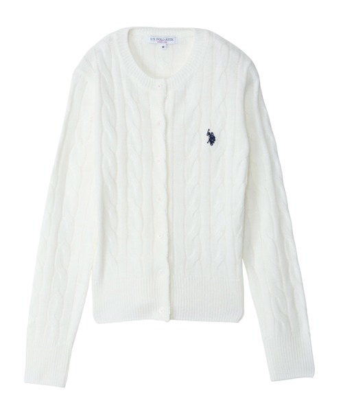 カーディガン 「Ada.別注 U.S. POLO ASSN」ケーブル ラメ ニット Vネック カーディガン レディース セール】【Ada.別注 U.S. POLO ASSN】ケーブル ラメ ニット V