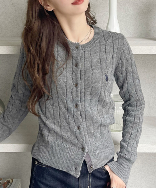 カーディガン 「U.S. POLO ASSN. Ada.別注/ユーエスポロアッスン」ケーブルニットカーディガン レディース U.S. POLO ASSN. カーディガン 「U.S. Ada.別注/ユーエスポロ