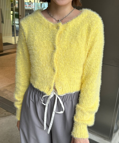 mline（エムライン）の「[mline]ポコシャギーカーデ（カーディガン/ボレロ・レディース・ベージュ/イエロー/アイボリー/ブラック/ブルー・FREE）」の5枚目の写真
