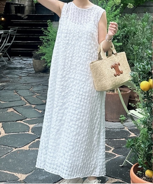 【セール】back design sheer check ops / バックデザインシアーチェックワンピース（ワンピース）｜I_am（アイアム）