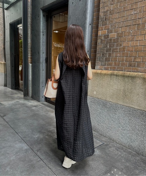 【セール】back design sheer check ops / バックデザインシアーチェックワンピース（ワンピース）｜I_am（アイアム）