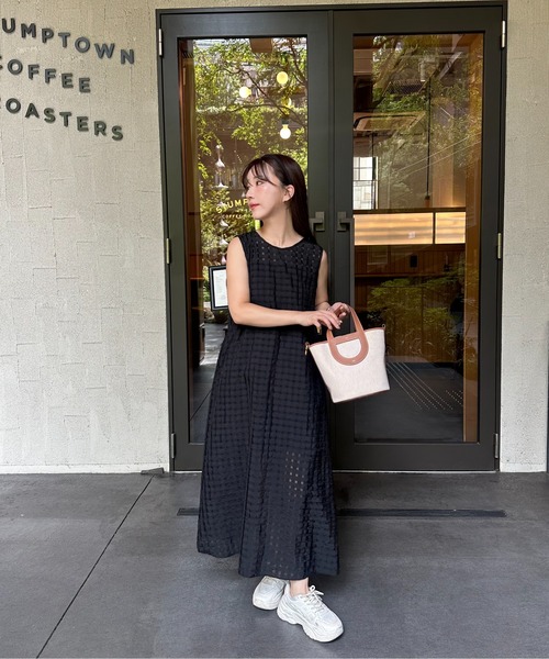 【セール】back design sheer check ops / バックデザインシアーチェックワンピース（ワンピース）｜I_am（アイアム）