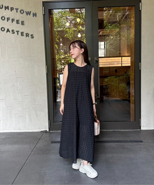 【セール】back design sheer check ops / バックデザインシアーチェックワンピース（ワンピース）｜I_am（アイアム）