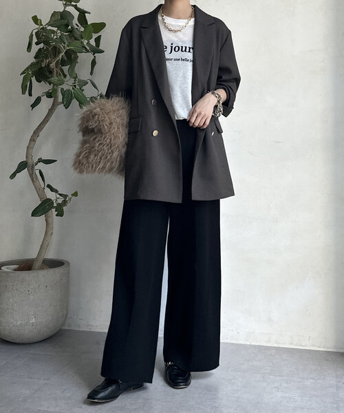 セットアップ トップス ニット スラックス パンツ 長袖 ロング トップス×スカートニットセットアップ[LA47-26T001]｜URBAN