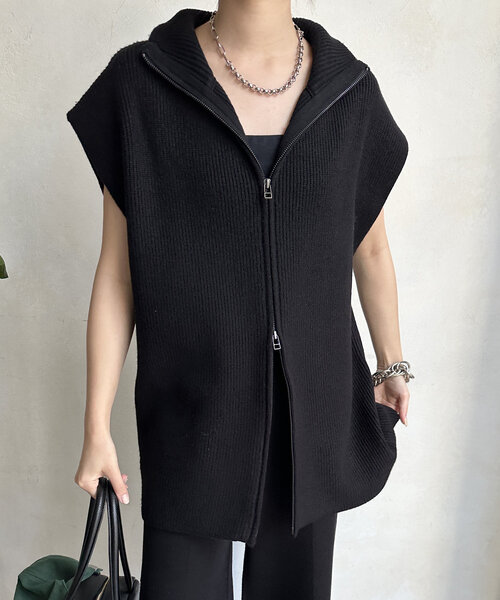 WEB限定】片畦ロングベスト＋ジャガードニットパンツセット