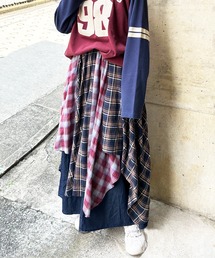 DOUBLE NAME | ランダムチェックイレヘムスカート(スカート)