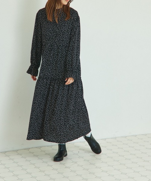 pairmanon（ペアマノン）の「【リンクコーデ】【ママサイズ】スタンドカラー ティアードワンピース（ワンピース・レディース・ブラック系その他/ブラック/ブラウン系その他・FREE）」の7枚目の写真