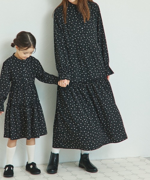 スタンダード向きワンピース✦練習着にも♡目立つデザインでダンスパーティーにも リンクコーデ】【ママサイズ】スタンドカラー ティアードワンピース