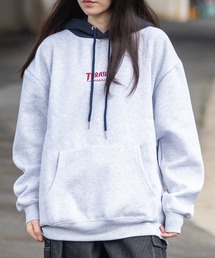 【at】〔THRASHER/スラッシャー〕裏起毛 ワンポイントロゴ刺繍 ボクシーフィット パーカー