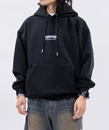 【at】〔THRASHER/スラッシャー〕裏起毛 ワンポイントロゴ刺繍 ボクシーフィット パーカー