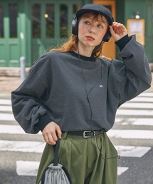 MONO-MART LADY'S | ナンバリング刺繍 オーバーサイズ ボーダー ロンTee(Tシャツ/カットソー)