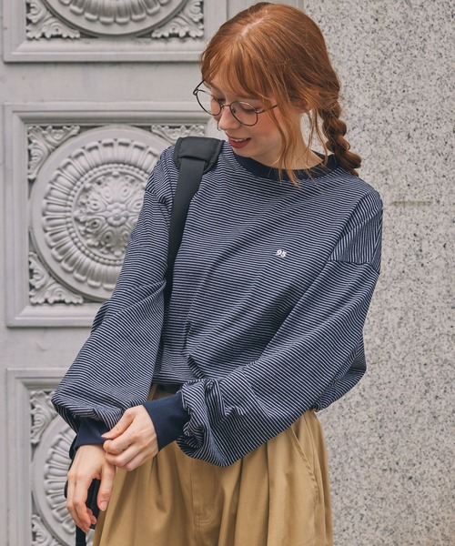 セール】ナンバリング刺繍 オーバーサイズ ボーダー ロンTee（T