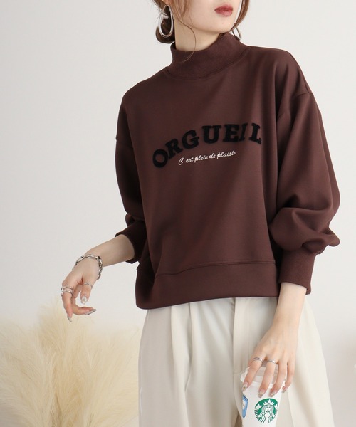 EGLANTINE(エグランティーヌ)の「Eglantine ロゴ入りハイネックカットソー(Tシャツ/カットソー・レディース・ブラック/オレンジ/ブラウン/アイボリー・40)」の3枚目の写真
