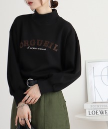エグランティーヌ EGLANTINE 刺繍カットソー （ブラック） セール】Eglantine 5分袖ロゴ刺繍Tシャツ（Tシャツ/カットソー