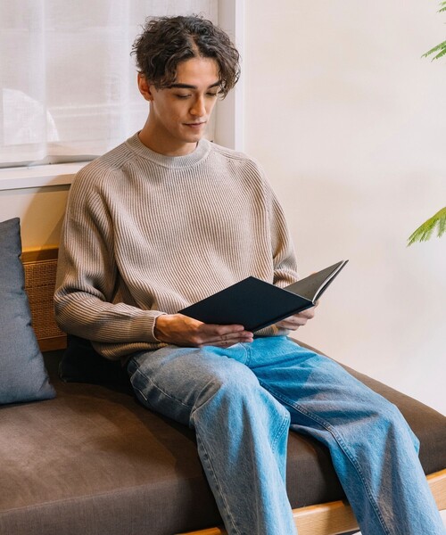 FREAK'S STORE（フリークスストア）の「FREAK’S STORE/フリークスストア Hi-coZYMIX 畔編みクルーネック プルオーバーニット/リラックスフィット（ニット/セーター・メンズ・ダークブラウン/ブラック/グリーン/オフホワイト/グレー/グレイッシュベージュ/マスタード・LARGE/MEDIUM/SMALL）」の18枚目の写真