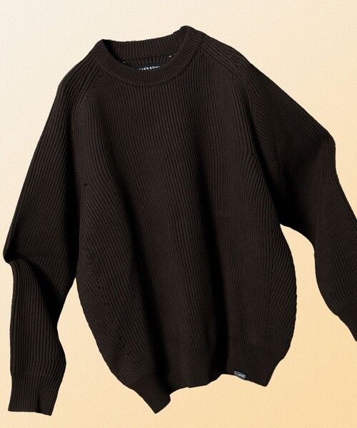 FREAK'S STORE（フリークスストア）の「FREAK’S STORE/フリークスストア Hi-coZYMIX 畔編みクルーネック プルオーバーニット/リラックスフィット（ニット/セーター・メンズ・ダークブラウン/ブラック/グリーン/オフホワイト/グレー/グレイッシュベージュ/マスタード・LARGE/MEDIUM/SMALL）」の11枚目の写真