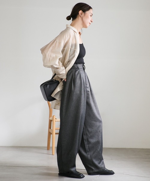 select MOCA(セレクトモカ)の「ツイードスラックスカーブパンツ(スラックス・レディース・グレー/ブラック・LARGE/MEDIUM)」の8枚目の写真