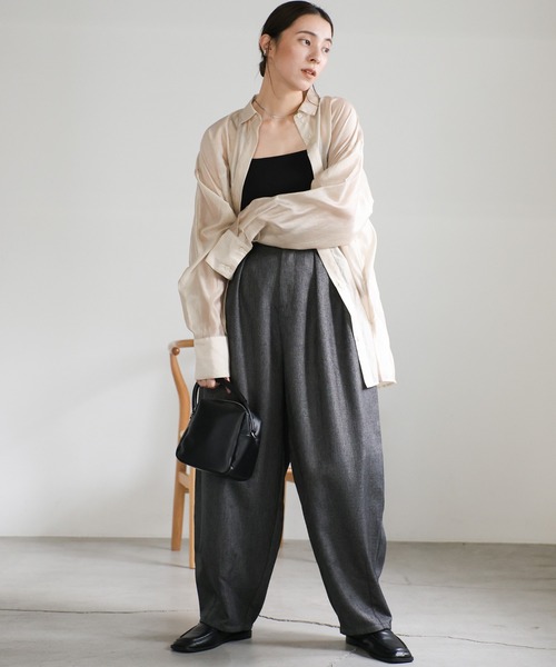 select MOCA(セレクトモカ)の「ツイードスラックスカーブパンツ(スラックス・レディース・グレー/ブラック・LARGE/MEDIUM)」の7枚目の写真