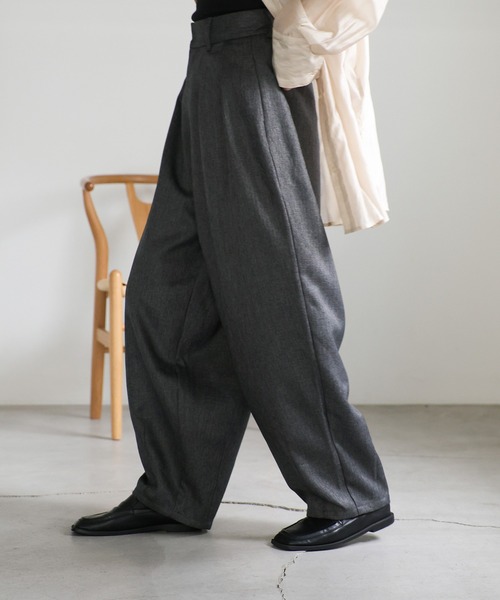 select MOCA(セレクトモカ)の「ツイードスラックスカーブパンツ(スラックス・レディース・グレー/ブラック・LARGE/MEDIUM)」の6枚目の写真