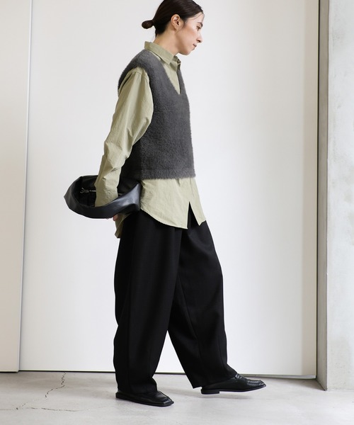 select MOCA(セレクトモカ)の「ツイードスラックスカーブパンツ(スラックス・レディース・グレー/ブラック・LARGE/MEDIUM)」の4枚目の写真