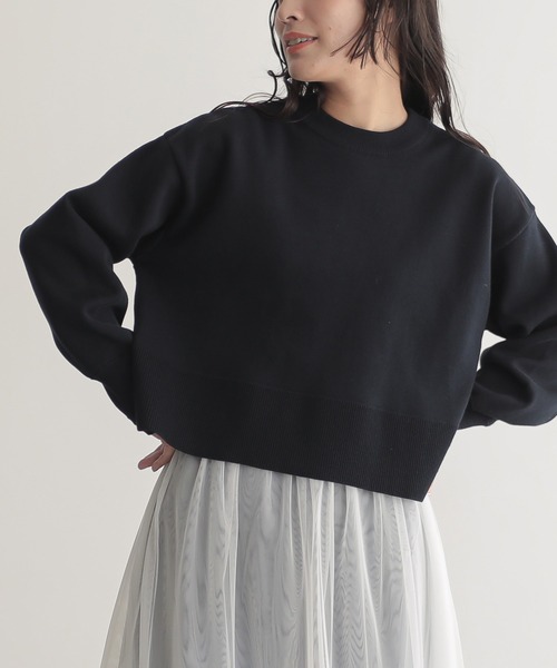 for/c（フォーシー）の「[新色追加]スウェットライクショート丈ニットプルオーバー【サスティナブル】（ニット/セーター・レディース・グレー/ネイビー/ライトベージュ/ブラック/オフホワイト/イエロー/ブラウン/レッド/ピンク・L/M/LL）」の6枚目の写真