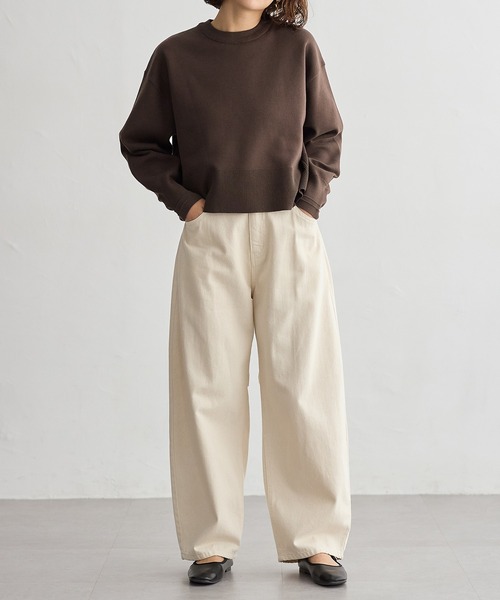 for/c（フォーシー）の「[新色追加]スウェットライクショート丈ニットプルオーバー【サスティナブル】（ニット/セーター・レディース・グレー/ネイビー/ライトベージュ/ブラック/オフホワイト/イエロー/ブラウン/レッド/ピンク・L/M/LL）」の15枚目の写真